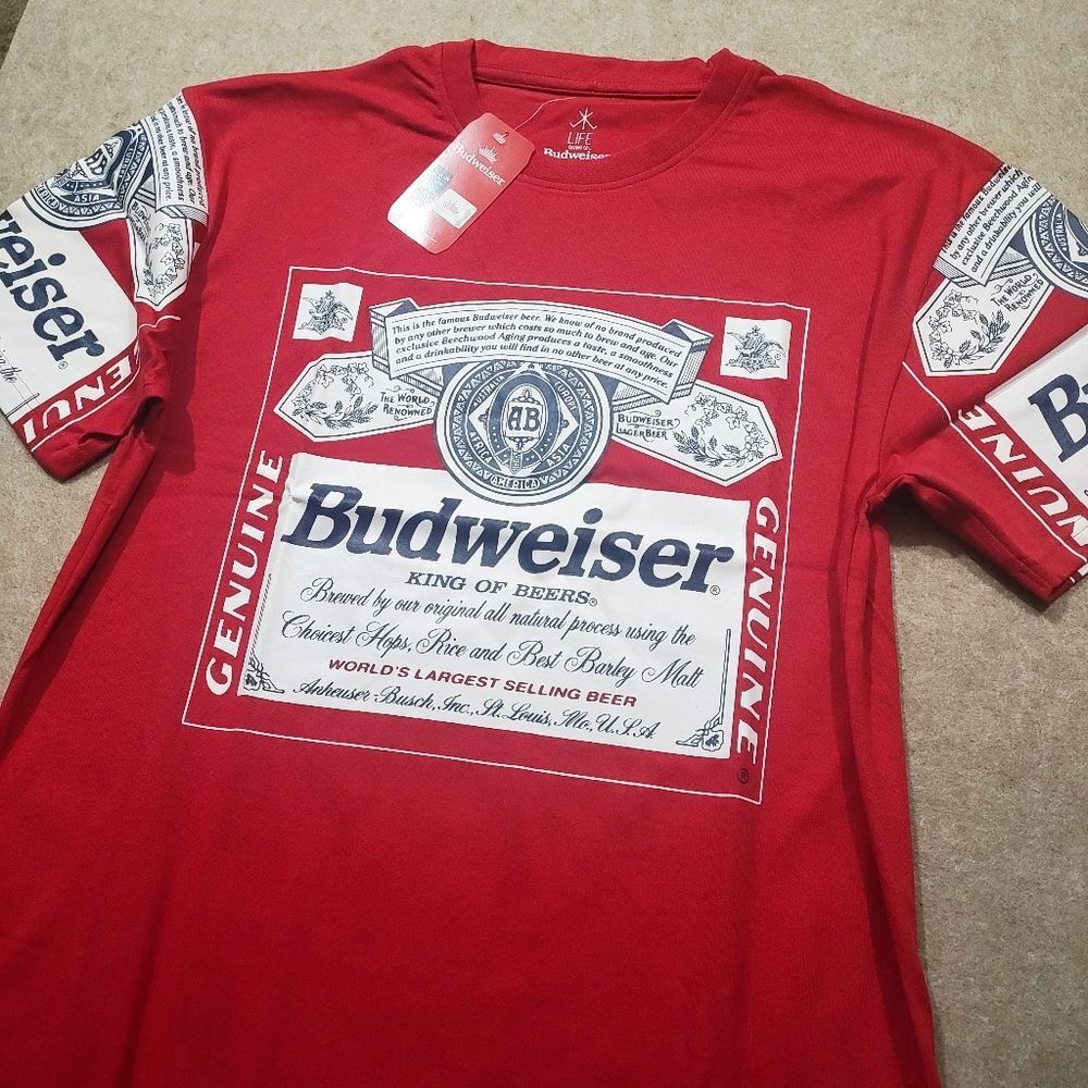 Vintage Budweiser Red Short Sleeve Tee Shirt #1
